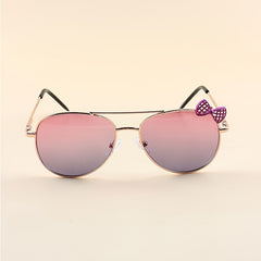 Girls Bow Metal Frame Decorative Sunglasses for Party Travel