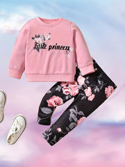 Baby Girls Little Princess Sweatshirt Floral Pants Set