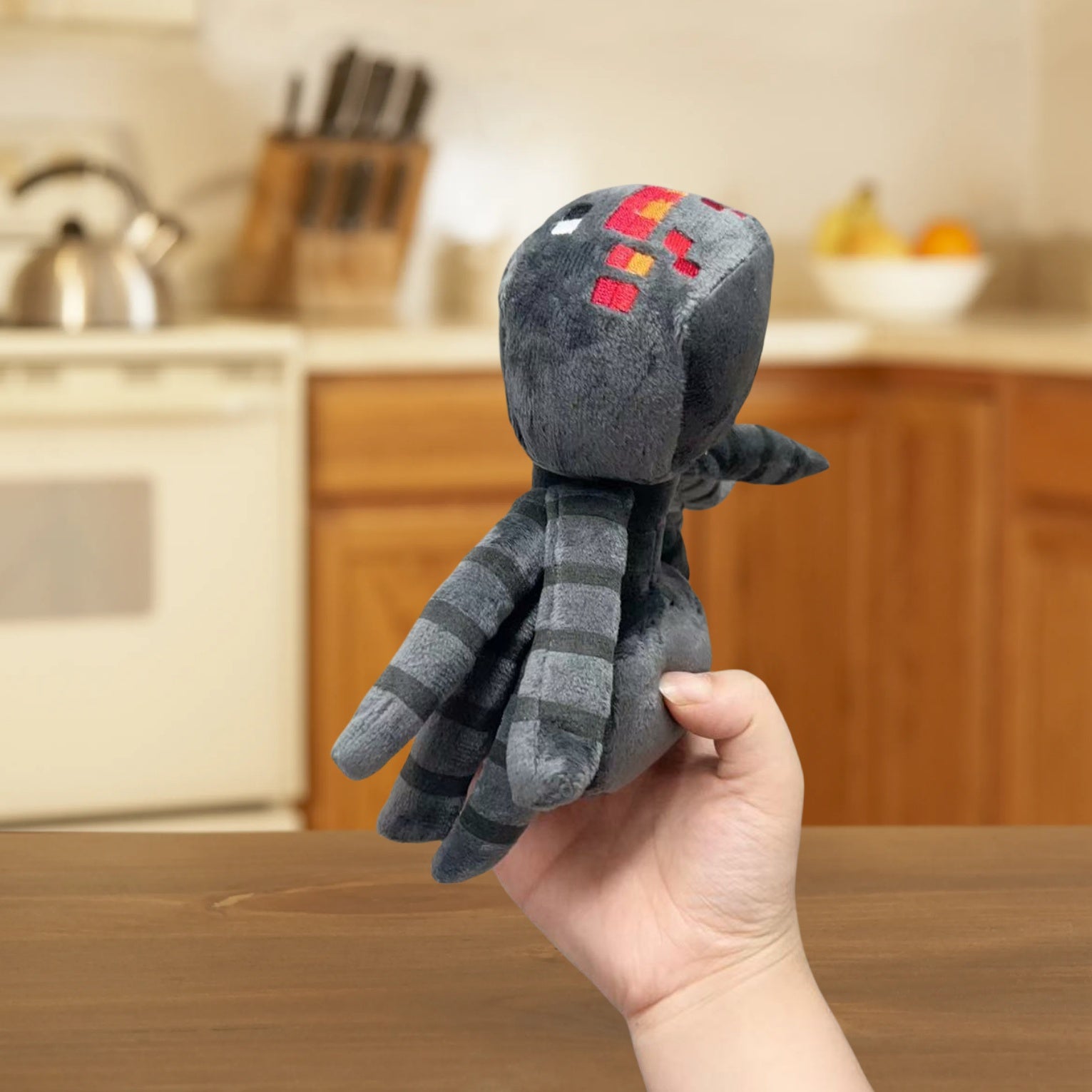 Zombie Spider Plush Toy with Red Eyes and Teeth