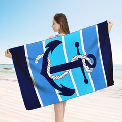Cartoon Anchor Beach Towel Microfiber Oversized Beach Blanket Absorbent Bath Tow