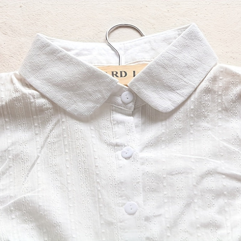 Round Neck False Collar Polyester Casual Half Shirt Style False Collar