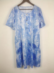 Casual Dress Women's Plus Star Print Short Sleeve Round Neck Dress