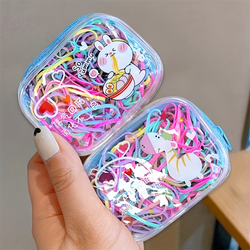 130 Pack Girls Cartoon Ruffled Hair Ties Elastic Hair Accessories