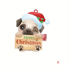 Adorable Pug Charm Phone Keychain Holiday Decor Christmas Trees