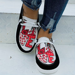 Women's Casual Heart Stitching Outdoor Sneakers Lace Up Shoes