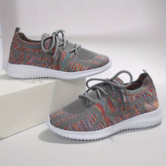 Women's Knitted Sporty Shoes Breathable Lightweight Lace Up Sneakers