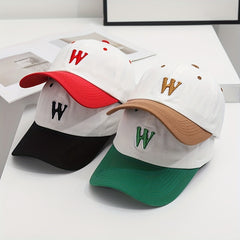 Adjustable Summer Casual Mens Peaked Cap With Letter W Embroidery