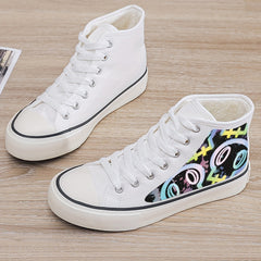 Cartoon Skull High Top Skate Shoes Warm Plush Lining Non Slip Sneakers
