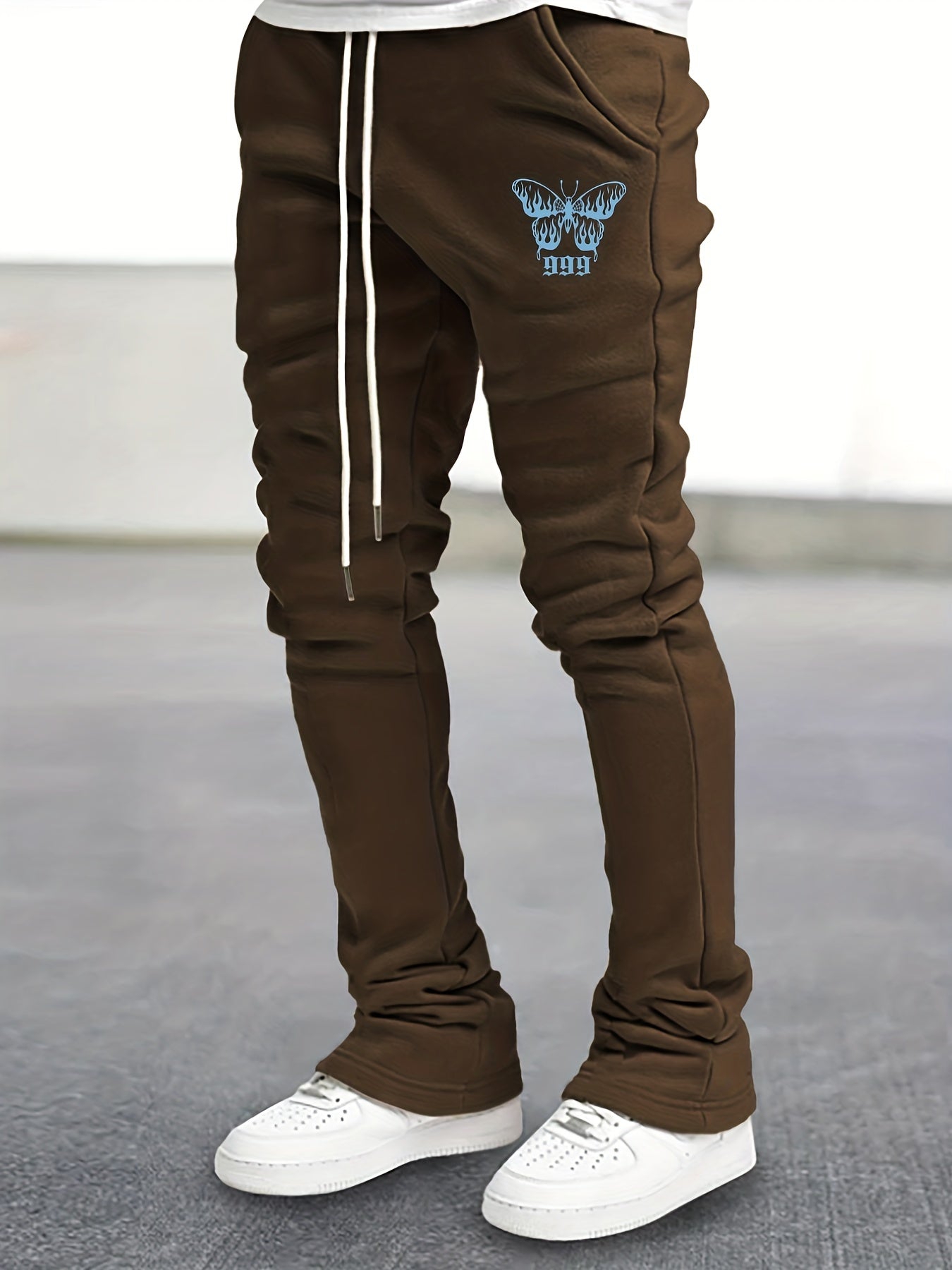 Butterfly Pattern Flared Trousers Men s Casual Stretch Street Style Joggers