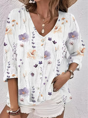 Floral Print Long Sleeve Blouse Plus Size