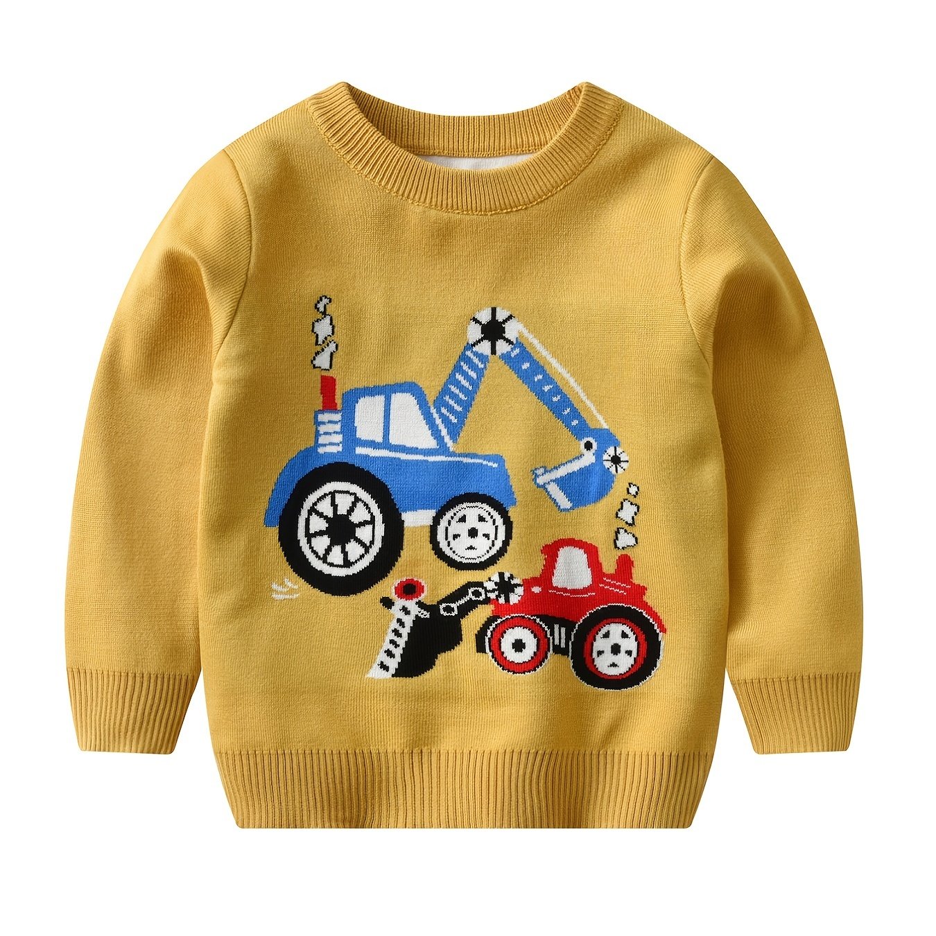 Boys Sweater Cartoon Engineering Vehicle Pattern Knit Pullover