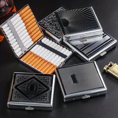 18 Pack Metal Cigarette Case Engraved Clip Anti Pressure Holder