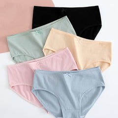 5 Pack Plus Size Casual Panties Set Women's Plus Comfort Solid Medium Stretch
