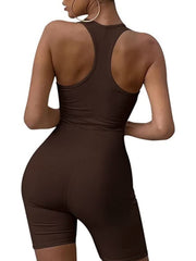 Solid Skinny Halter Neck Romper Jumpsuit Backless Casual Women's Clothing