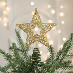 Golden Iron Hollow Five-pointed Star Christmas Tree Topper