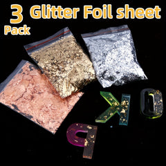 37PCS Resin Decoration Kit Golden Foil Mixing Stick Tweezers Craft Glitter