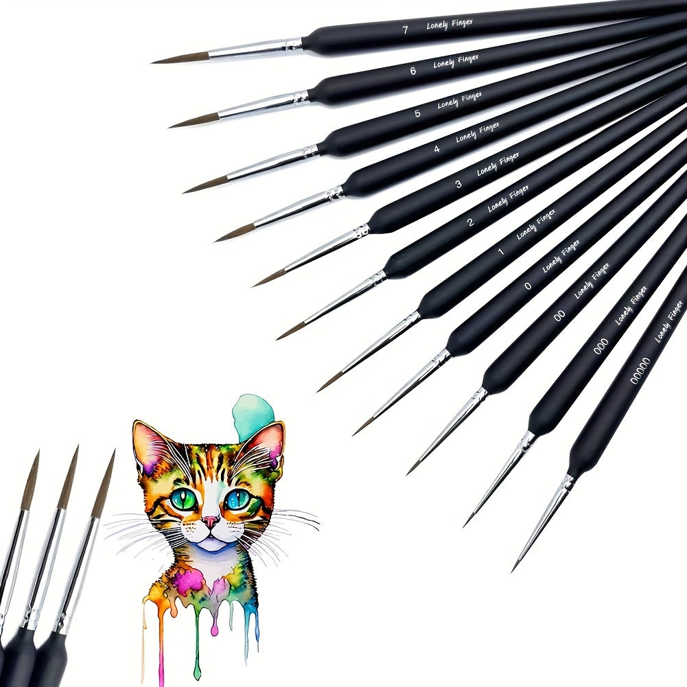 11pcs Detail Paint Brushes Extra Fine Tips Professional Art Set Micro Watercolor