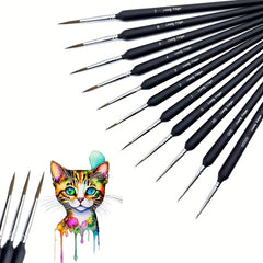 11pcs Detail Paint Brushes Extra Fine Tips Professional Art Set Micro Watercolor