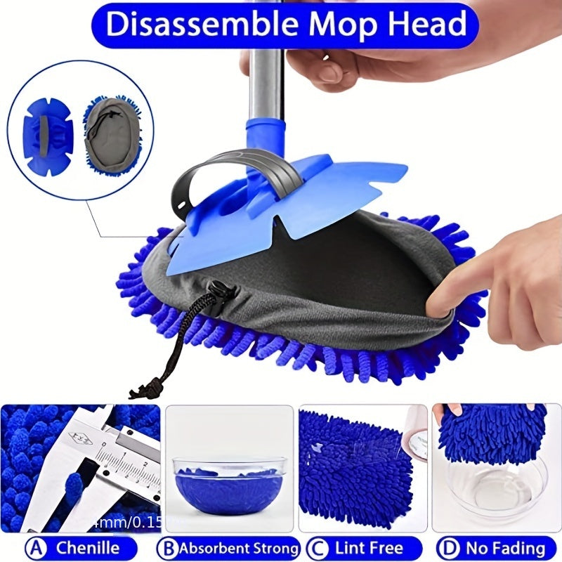 44in Car Wash Brush Kit Long Handle Microfiber Dusting Mop Anti Scratch