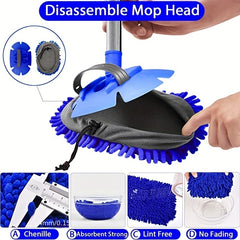 44in Car Wash Brush Kit Long Handle Microfiber Dusting Mop Anti Scratch