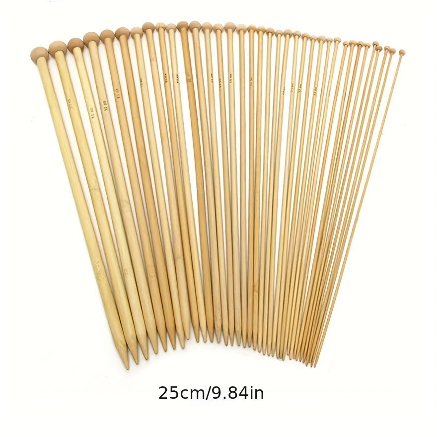 36pcs Bamboo Knitting Stick Needle Set 2mm 10mm Straight Needle with Plug