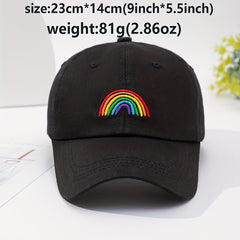 Rainbow Embroidery Baseball Cap Lightweight Solid Couple Sun Hat Unisex