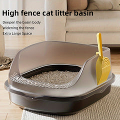 Anti-Splashing Cat Litter Box, Detachable Basin, High Fence Cat Toilet