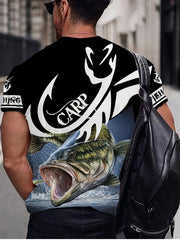 Men's Fishing Themed 3D Print Short Sleeve Round Neck T Shirt