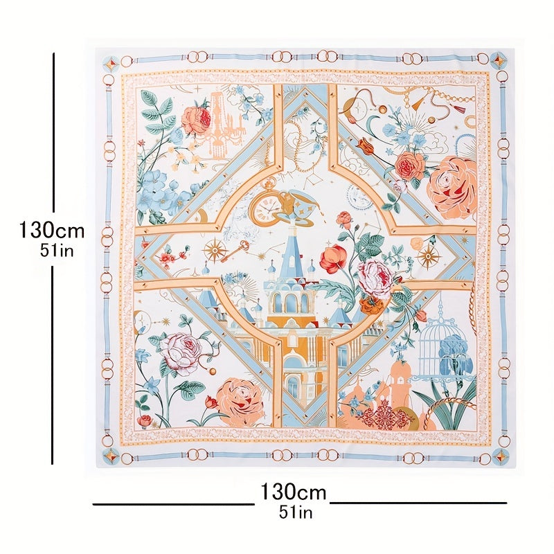 Castle & Flower Bandana Silk Tube Top Casual Shawl Scarf Wrap