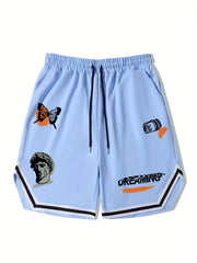 Men's Stripe Edge Drawstring Shorts Casual Elastic Waist Summer