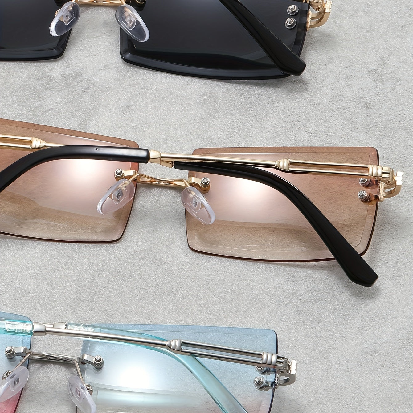 Men's Square Rimless Sunglasses UV Protection for Sports