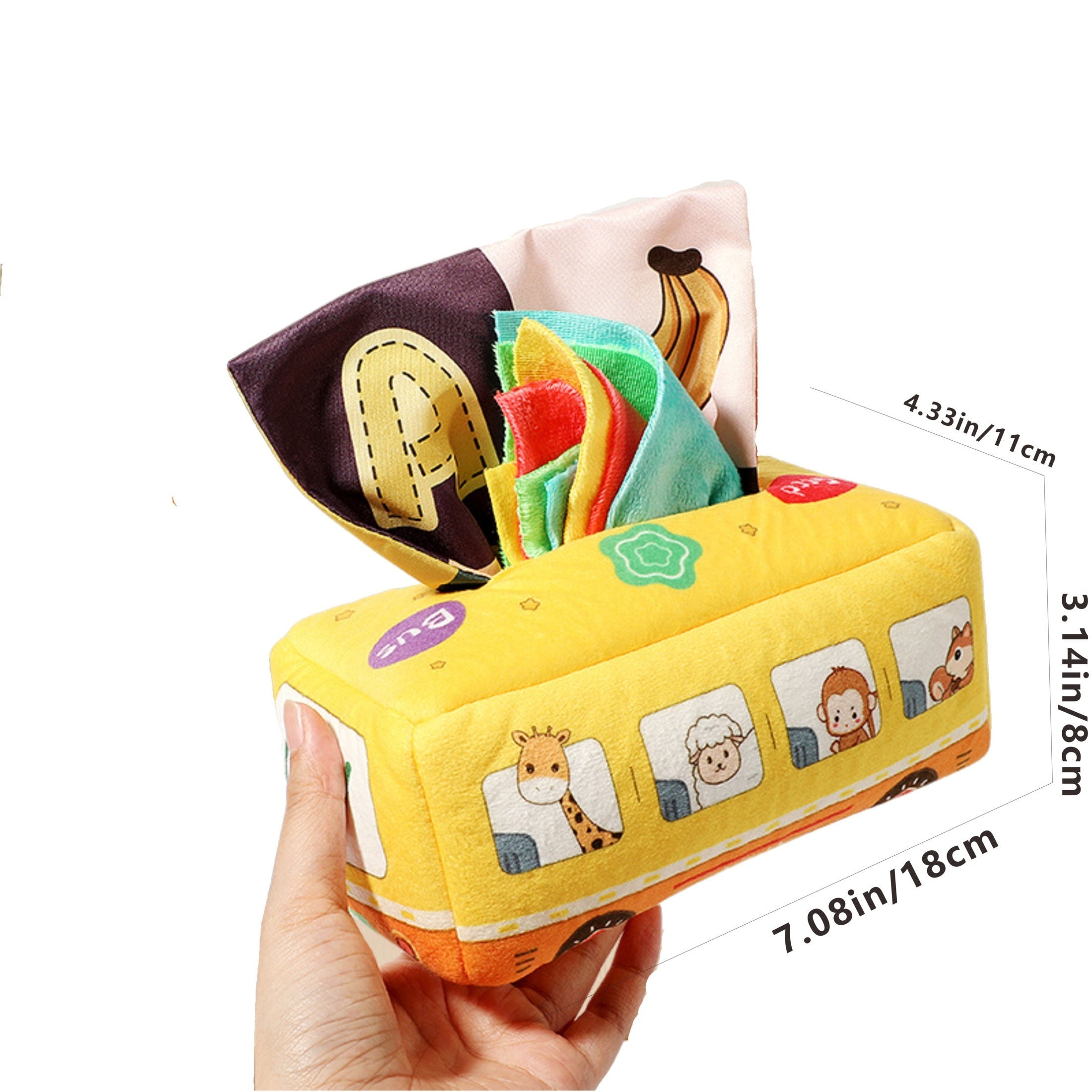 Baby Tissue Box Crinkle Sensory Toys & Rainbow Scarves Set