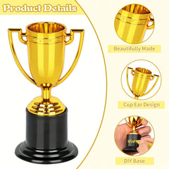 6pcs Mini Trophy Golden Plastic Trophy For Party Prizes