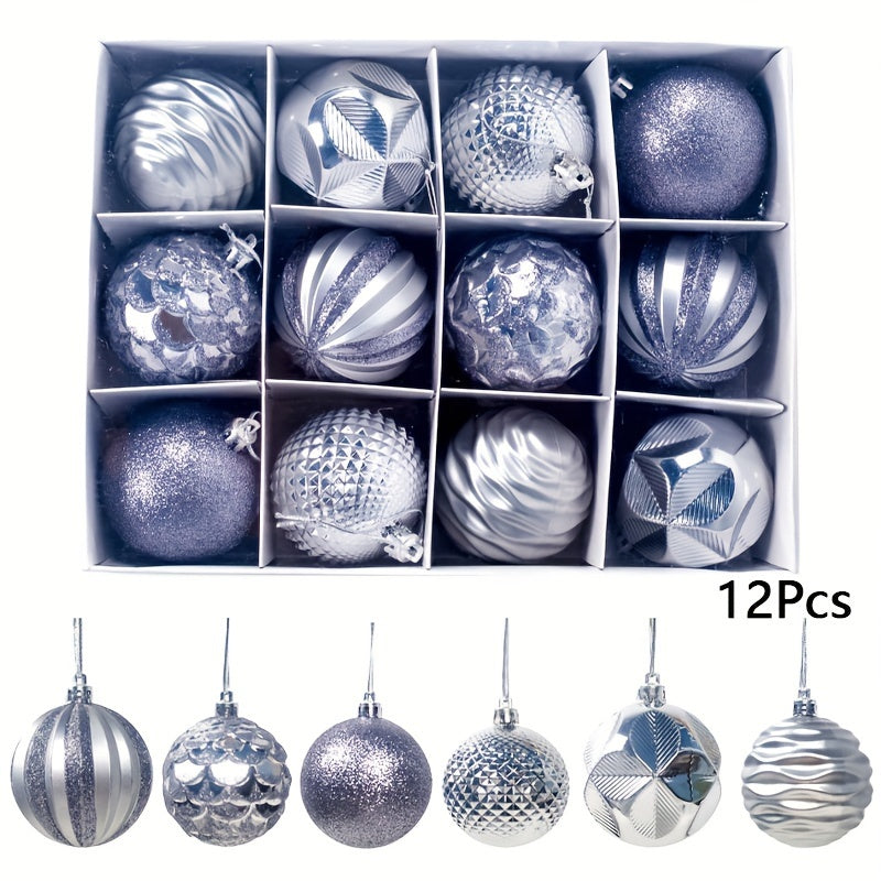 12pcs Christmas Ball Painted Set Decoration Holiday Party Supplies
