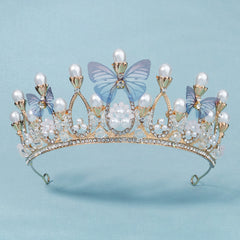 Butterfly Tiara Crown for Women Girls Princess Crown with Rhinestone