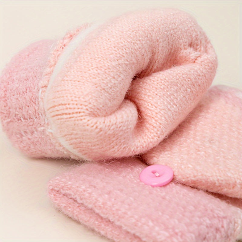 Half Finger Knitted Gloves For Boys And Girls Winter Warm Keeping Gloves