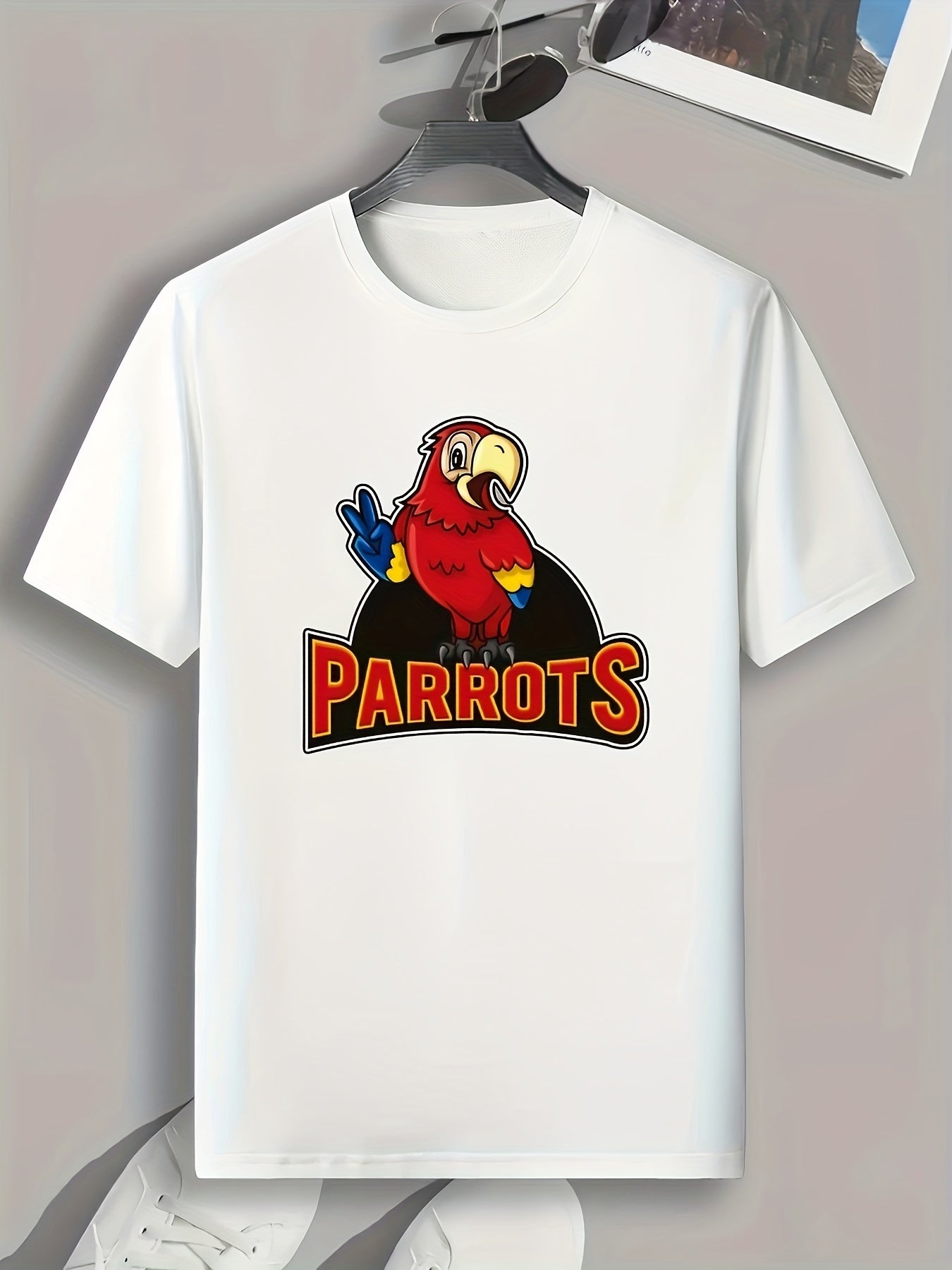 PARROTS Print Men's Graphic T-shirt Casual Comfy Tees For Summer Mens Clothing