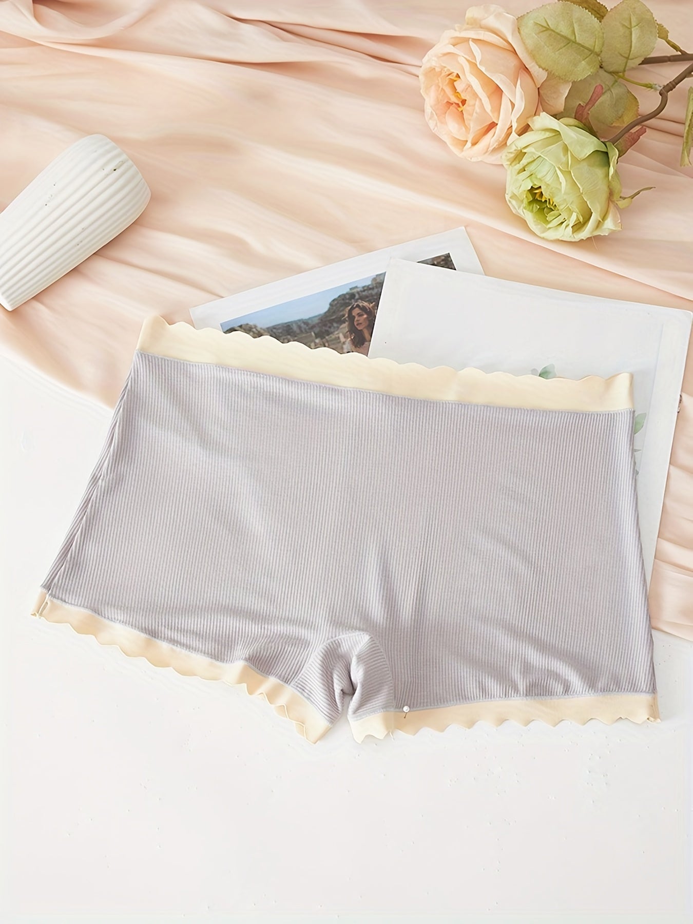 Scallop Trim Boyshort Panties Soft & Comfortable Skin friendly Lingerie