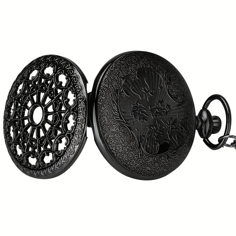 Vintage Bronze Spider Web Pocket Watch Student Retro Chain