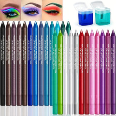 27 Pcs Rainbow Glitter Eyeliner Set with Sharpener