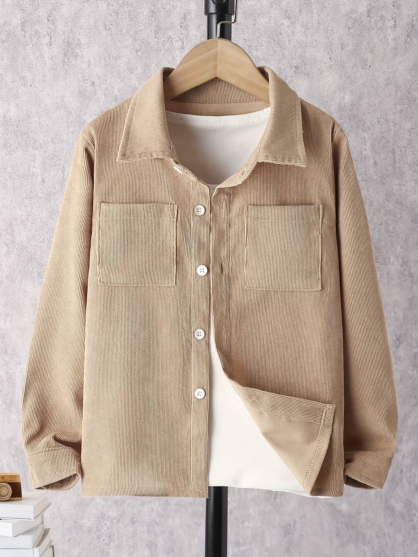 Boys Corduroy Shirts Long Sleeve Button Down Outwear