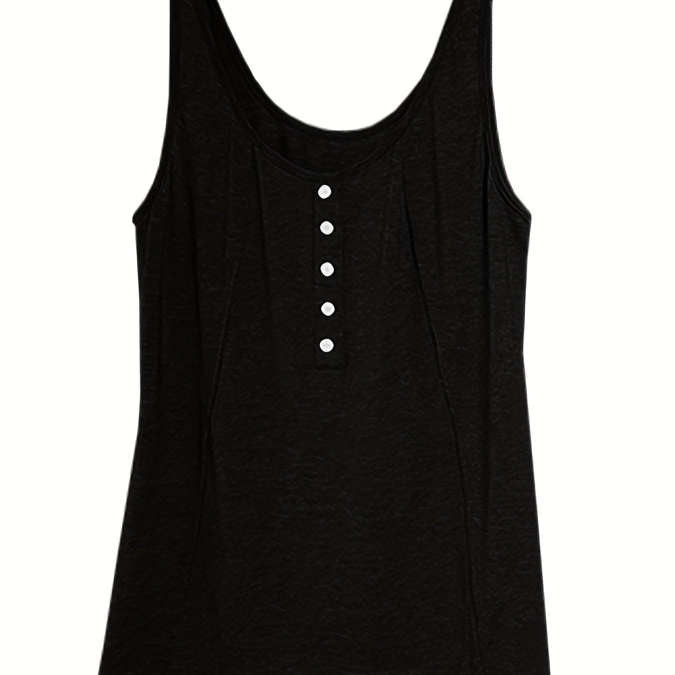 Button Decor Tank Top Sleeveless Round Neck Loose Casual Summer