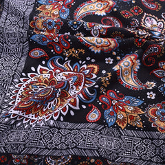 Boho Cashew Square Scarf Vintage Printed Tassel Shawl
