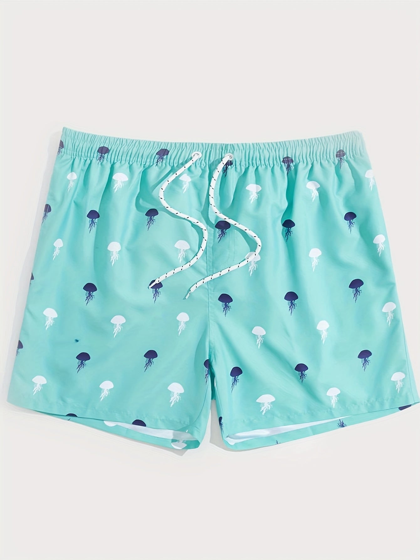 Jellyfish Print Tropical Drawstring Swim Trunk Men's Board Shorts