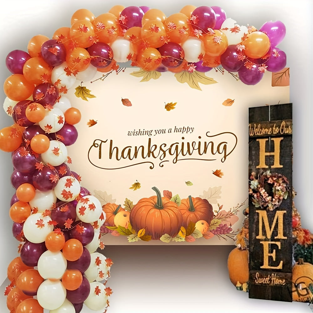 95pcs Thanksgiving Balloons Fall Party Supplies Balloons & Maple Leaves Decor