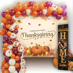 95pcs Thanksgiving Balloons Fall Party Supplies Balloons & Maple Leaves Decor