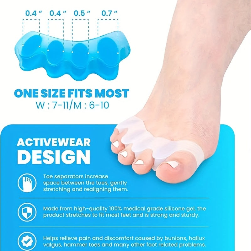 Silicone Toes Separators for Home & Nighttime Use - Straighten Toes & Spacer