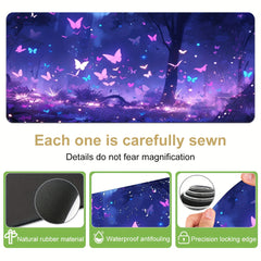 Purple Butterfly Large Mouse Pad Extended Desk Pad Non Slip Rubber Base