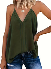V Neck Cami Top Solid Casual Top For Spring & Summer Women's Clothing