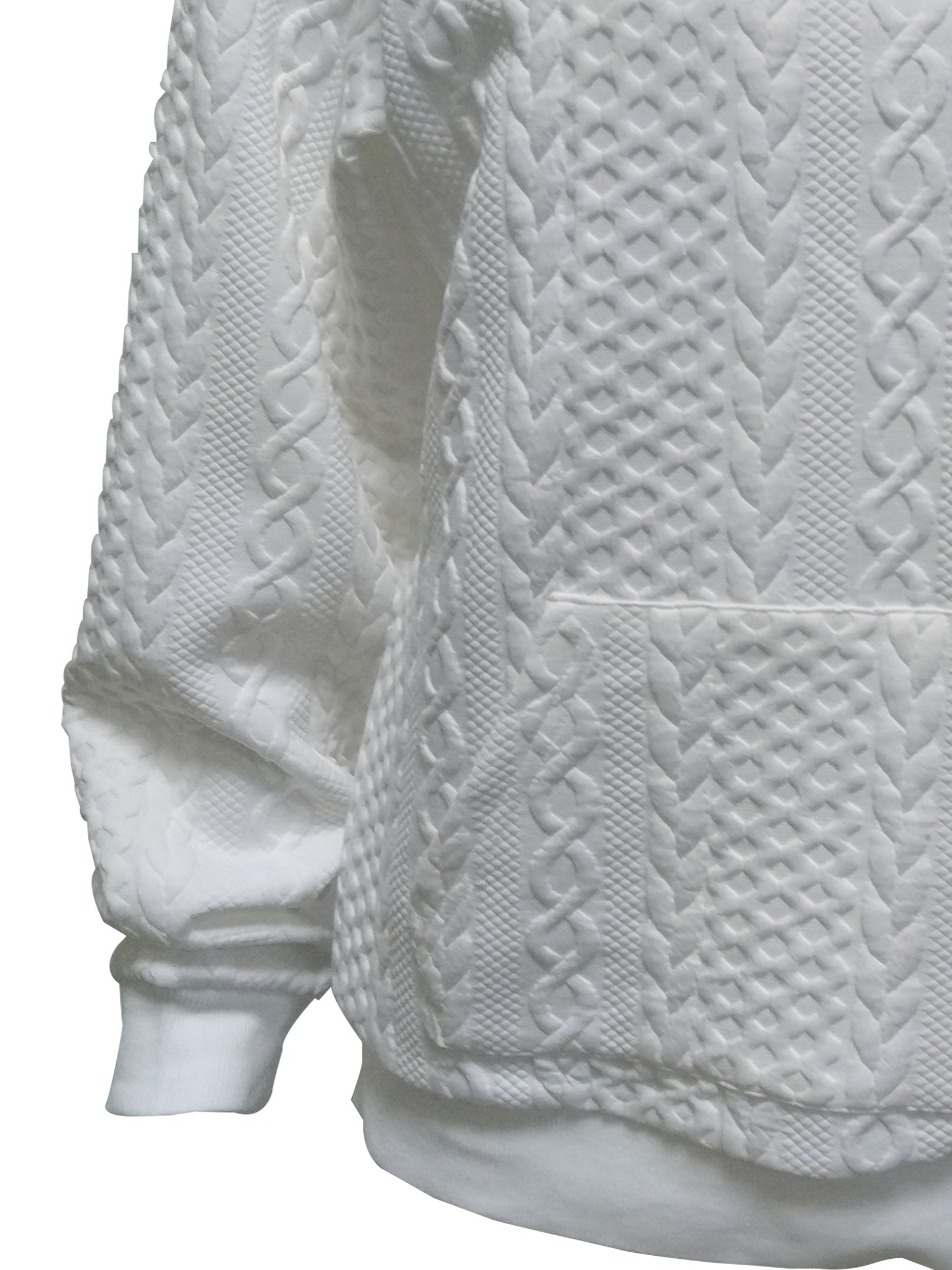 Twist Pattern Kangaroo Pocket Sweatshirt Crew Neck For Fall & Winter